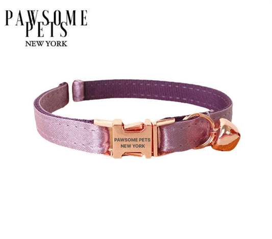 Silver Purple Adjustable Dog & Cat Collar - Durable Nylon with Quick Release Buckle
