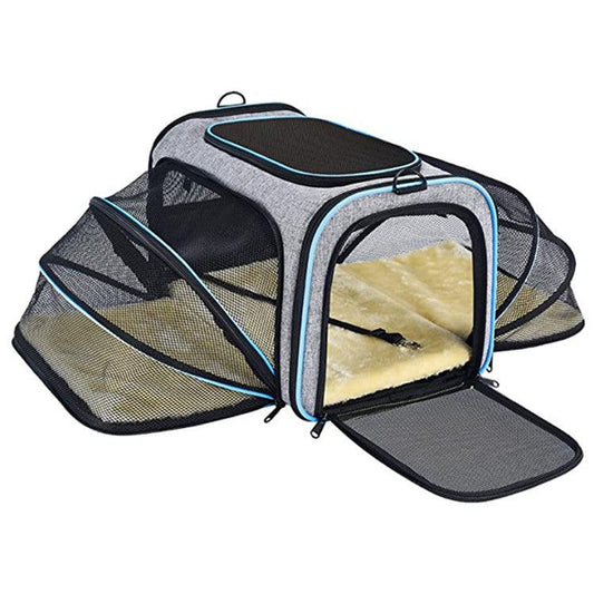 Expandable Pet Carrier - Reflective Travel Bag for Cats & Small Dogs
