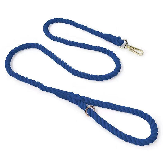 Denim Dark Blue Rope Dog Leash - 5ft Braided Lead with Classic Blue Design