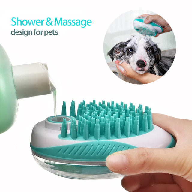Wet Grooming Brush for Dogs & Cats - Deshedding Bath Brush with Rubber Nubs