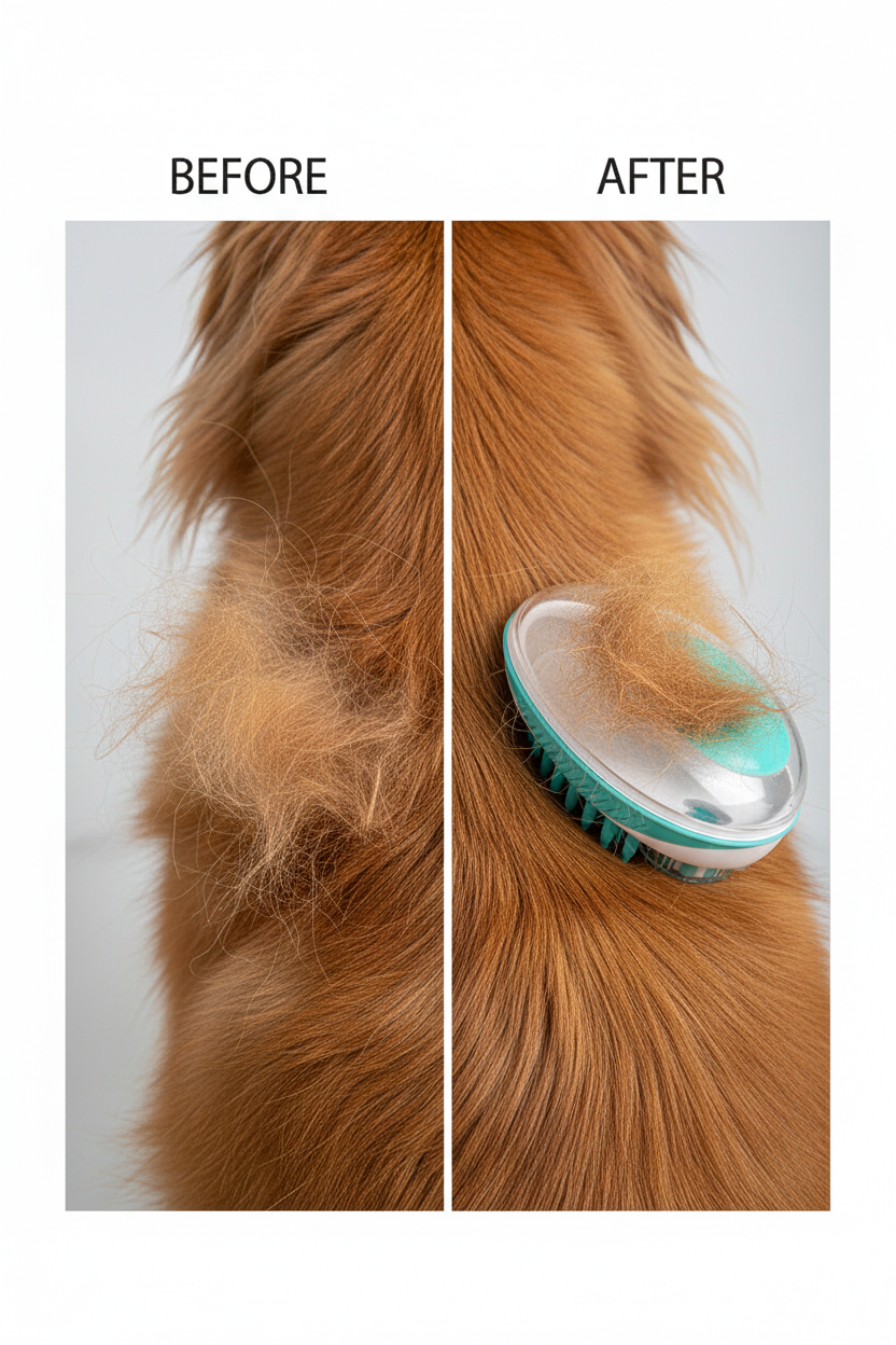 Before after pet coat grooming transformation deshedding brush results
