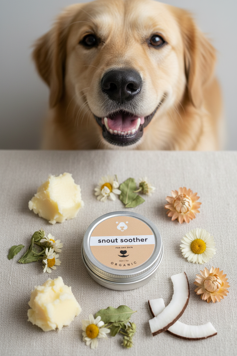 Snout Soother natural organic nose balm with shea butter coconut oil ingredients